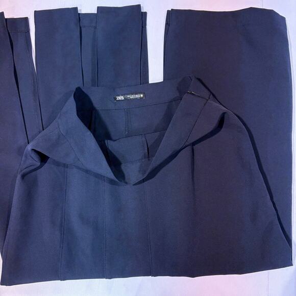 ZARA FUNKY FRAYED MIDI SKIRT NAVY - UNIQUE - SIZE M - Picture 3 of 7